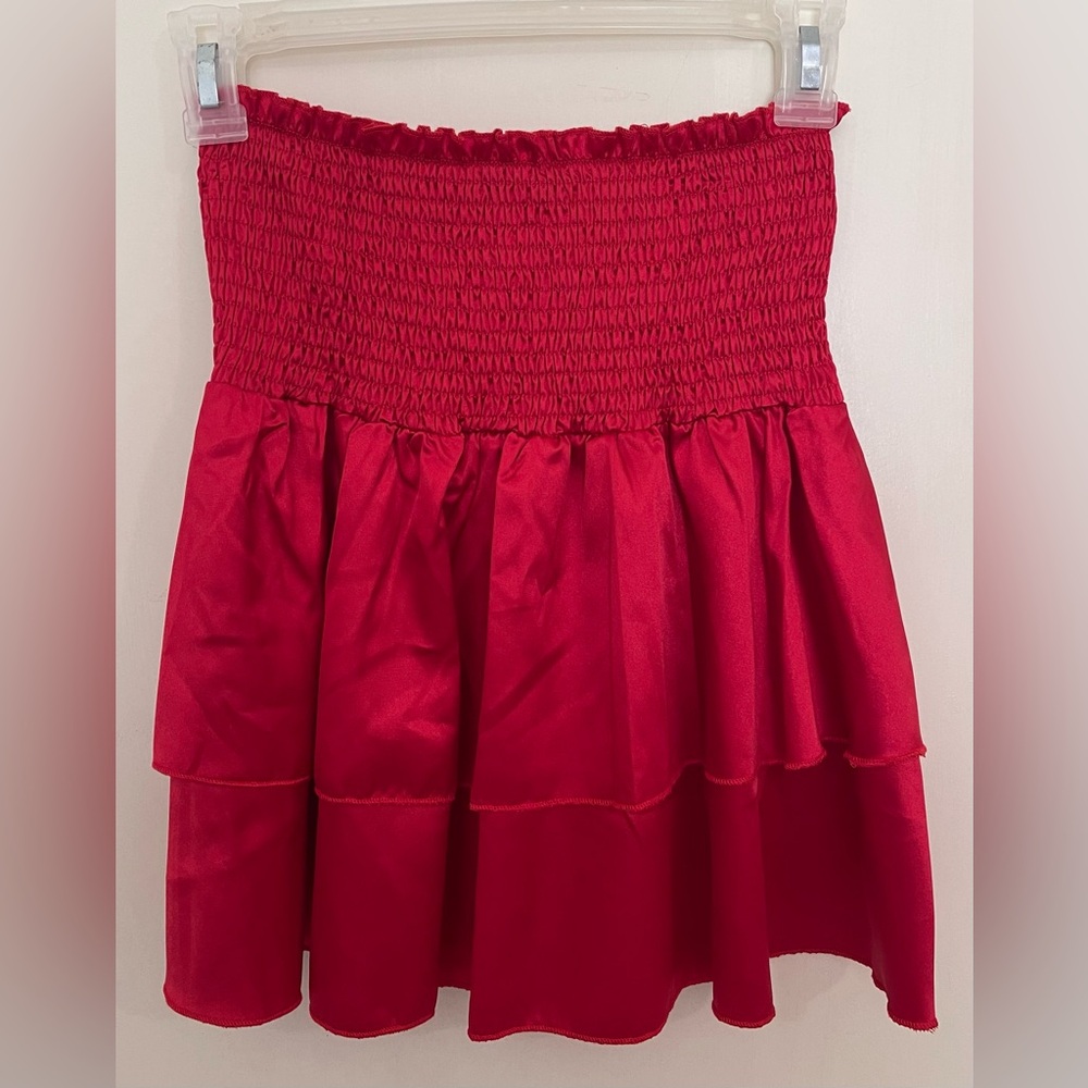 Red Ruffle Mini Skirt XS 2